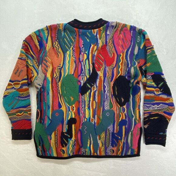 COOGI Australia Sweater M Vintage‎ half zip Colorful Rainbow wool cosby 3d knit - Picture 8 of 10
